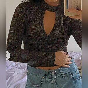 Bershka unique Multicolor Cut-Out Turtleneck blouse